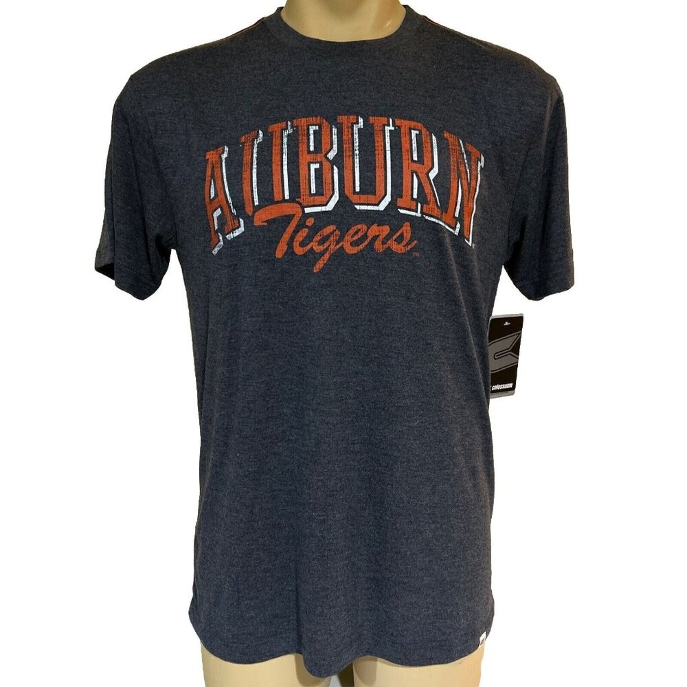 NEW Auburn AU Tigers NCAA Colosseum Heathered Blue SS Crew Neck Tee Shirt Men's